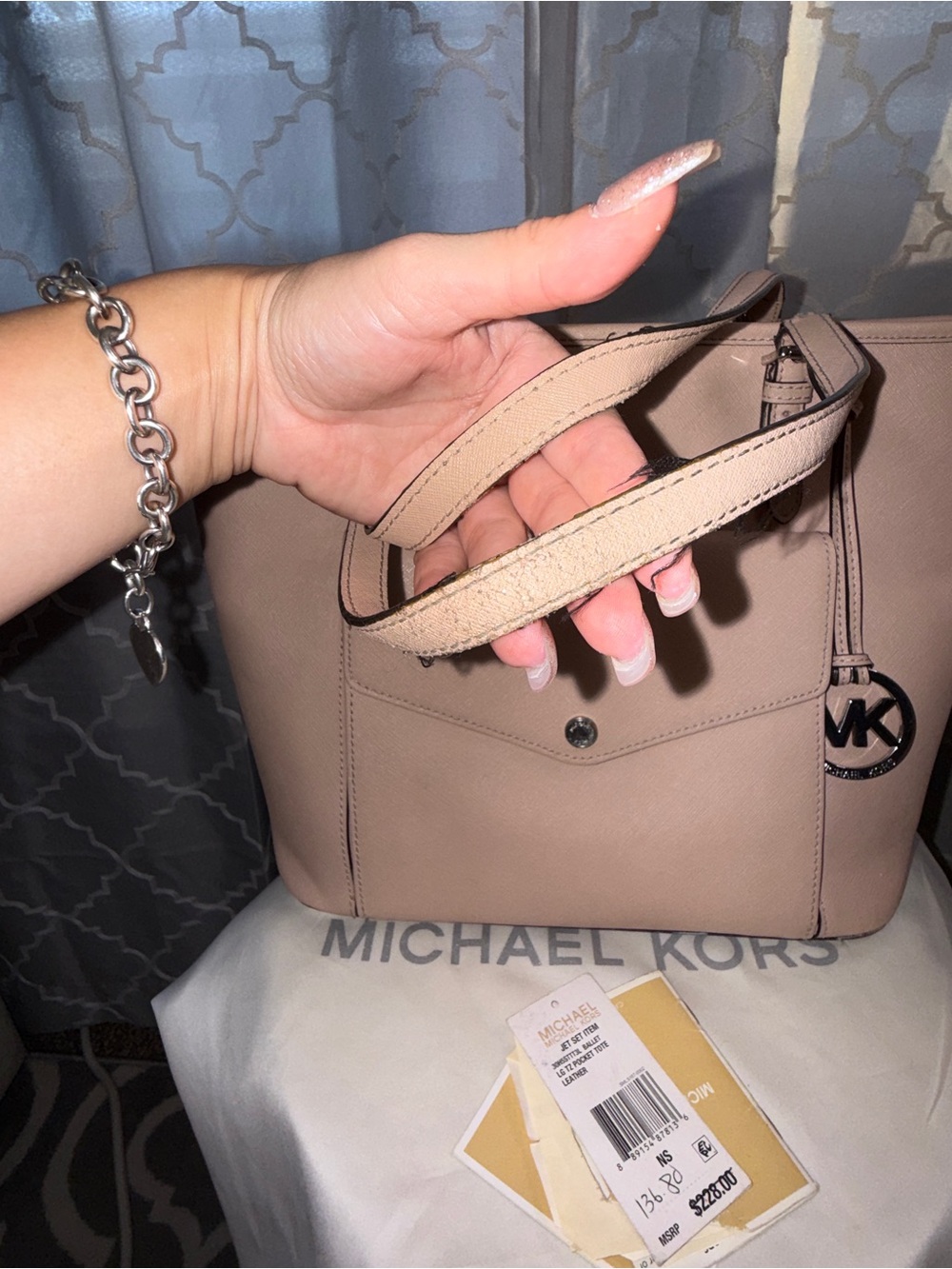 Michael Kors Jet Set Ballet Pink Saffiano Leather Tote Bag - Picture 6 of 7